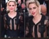 Kristen Stewart arrives in Cannes in see through shirt dress