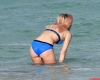 Zara Larsson in Blue Bikini on the beach in Miami
