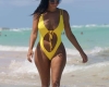 Draya Michele In Yellow Swimsuit At The Beach In Miami