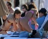 Chantel Jeffries In a pink bikini soaking up the sun in Miami Beach