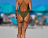 EXCLUSIVE: British Model Kimberley Garner Chic In An Olive Green Swimsuit In Miami Beach, Florida